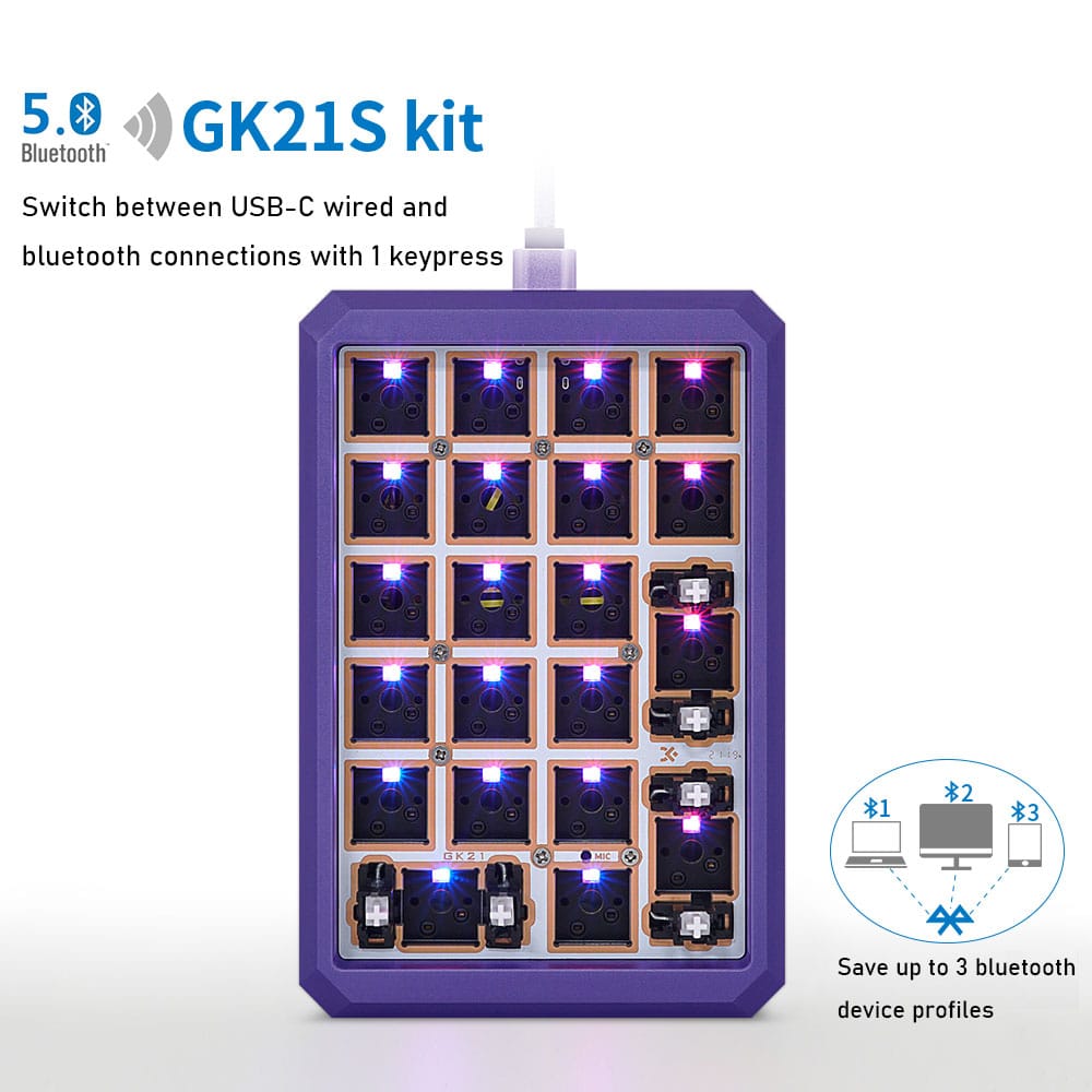 GK21S Metallic Blue Bluetooth Numpad Front | Flashquark Mechanical Keyboard Store GK21S Metallic Blue Bluetooth Numpad Front