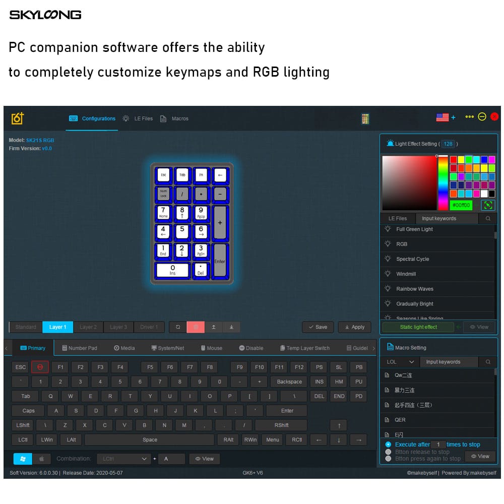 GK21S Metallic Blue Bluetooth Numpad Software | Flashquark Mechanical Keyboard Store GK21S Metallic Blue Bluetooth Numpad Software